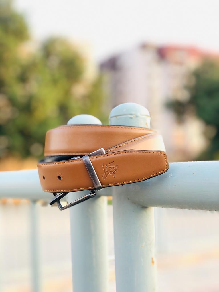 KARACHI BELT Reversible 2 in 1 Leather Belt Double Sided Black And Tan Brown Formal Leather Belt.