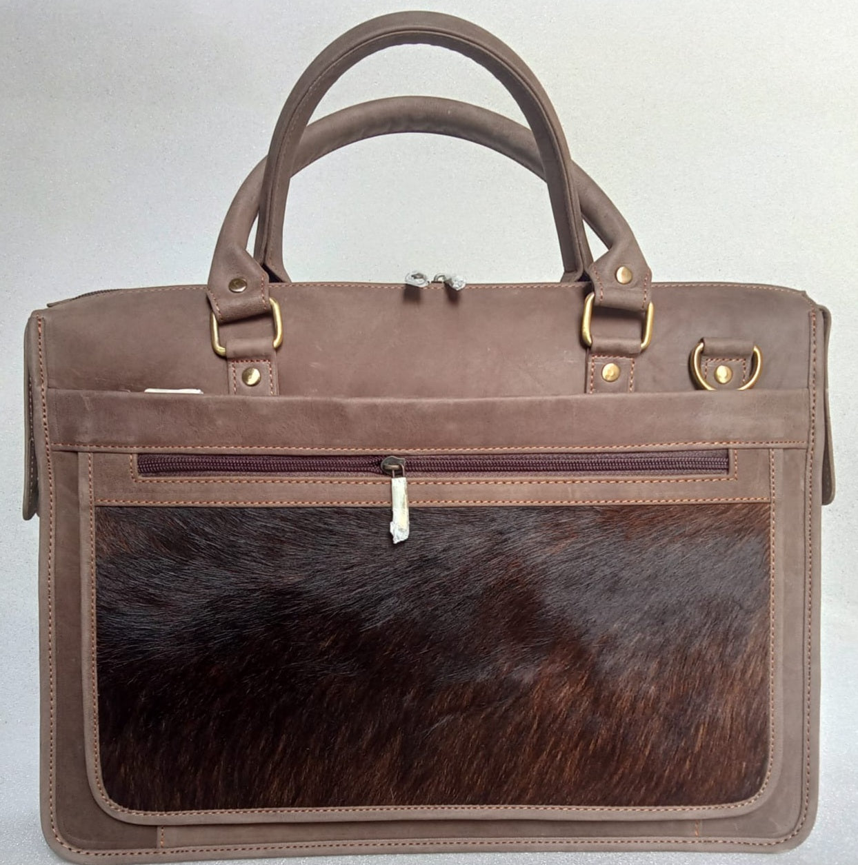 TANDO JAM BAG  Pure Leather Laptop Bag With Calf Hair