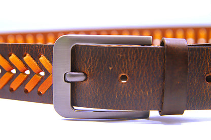 PAKISTAN BELT PRO Elegant Genuine Leather Braided Bel - Brown/Tan