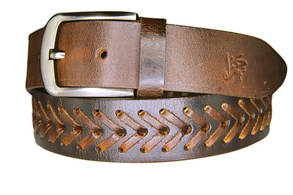 PAKISTAN BELT PRO Elegant Genuine Leather Braided Belt - Brown/Brown