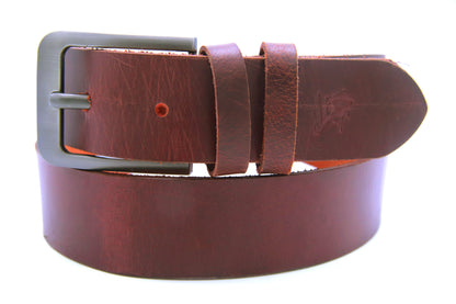 BAHAWALPUR  BELT Genuine Vintage Leather Belt in One Piece - Vintage Burgundy