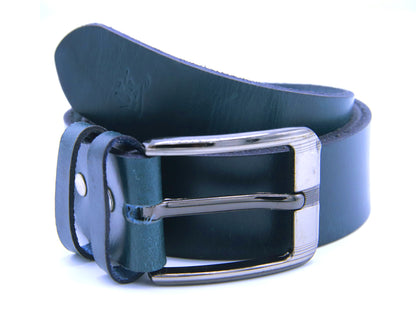 MIANWALI BELT Genuine Vintage Leather Belt in One Piece - Vintage Blue