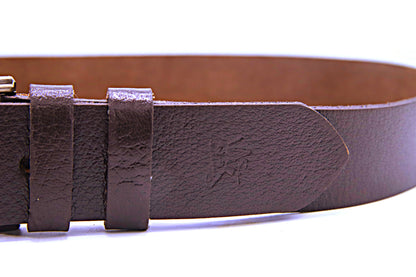 QUETTA BELT Genuine Natural Milled Leather Belt in One Piece - Brown