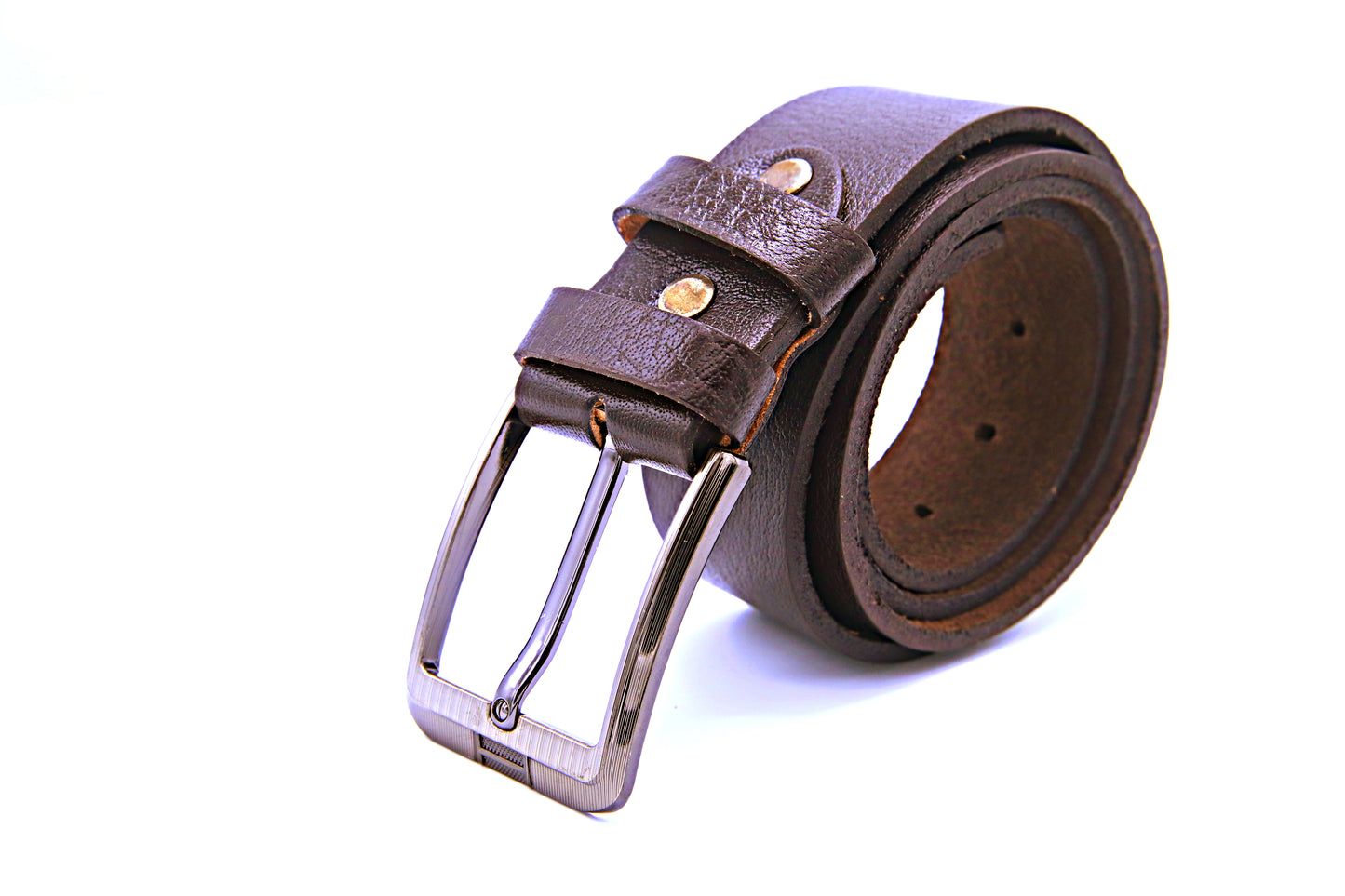 QUETTA BELT Genuine Natural Milled Leather Belt in One Piece - Brown
