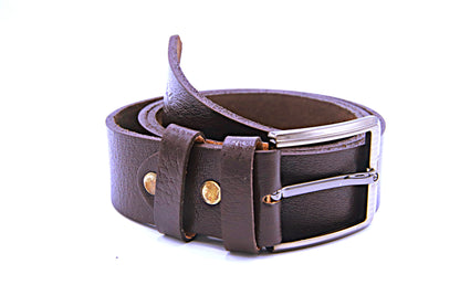 QUETTA BELT Genuine Natural Milled Leather Belt in One Piece - Brown