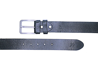 DUNYAPUR BELT Genuine Natural Milled Leather Belt in One Piece - Jet Black