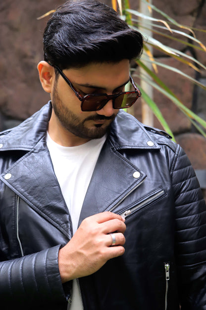 WAH CANTT JACKET Men's Leather Jacket, Biker/Motorcycle Leather Jacket For Men- Black