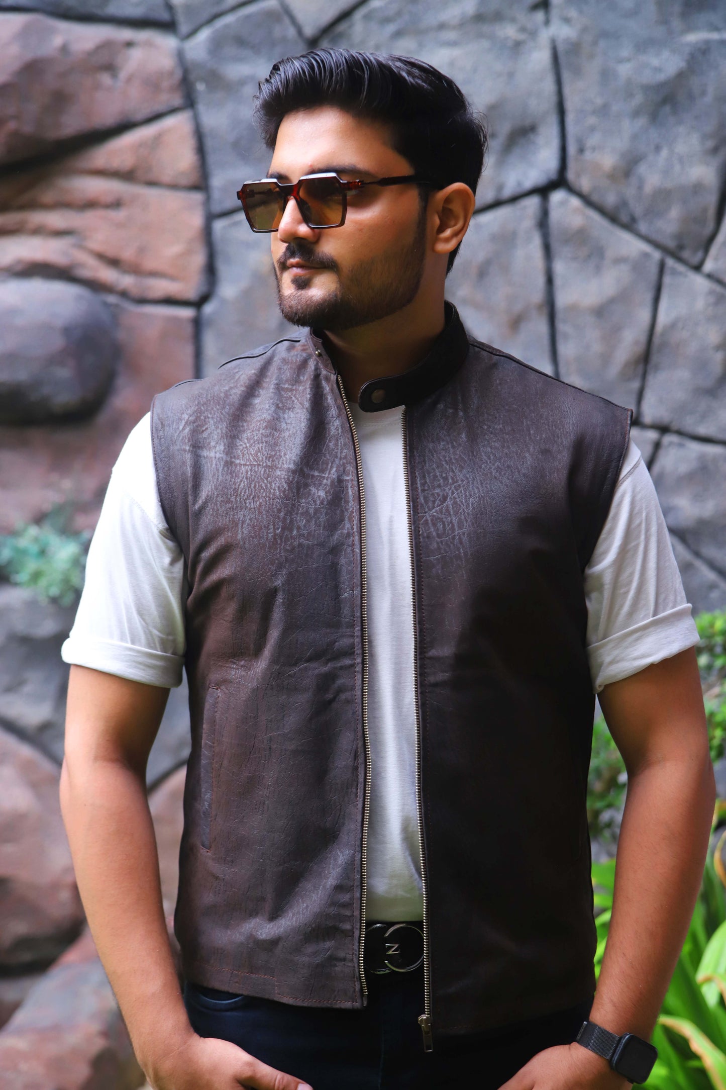 BUREWALA JACKET Men's Leather Vest, Formal Leather Vest, Biker Leather Vest, Casual Leather Vest For Men