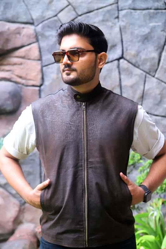 BUREWALA JACKET Men's Leather Vest, Formal Leather Vest, Biker Leather Vest, Casual Leather Vest For Men