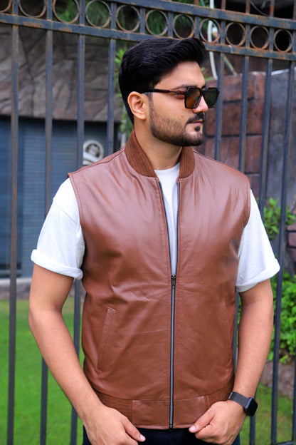 MINGORA JACKET Men's Leather Vest, Formal Leather Vest, Biker Leather Vest, Casual Leather Vest For Men