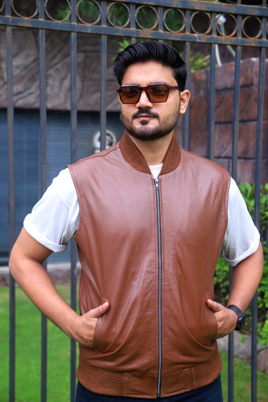 MINGORA JACKET Men's Leather Vest, Formal Leather Vest, Biker Leather Vest, Casual Leather Vest For Men