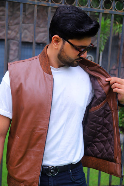 MINGORA JACKET Men's Leather Vest, Formal Leather Vest, Biker Leather Vest, Casual Leather Vest For Men