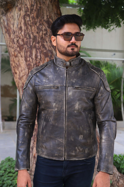 SADIQABAD JACKET Men's Leather Jacket Distressed Black Leather Jacket, Vintage Black Leather Jacket For Men- Distressed Black