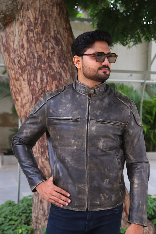 SADIQABAD JACKET Men's Leather Jacket Distressed Black Leather Jacket, Vintage Black Leather Jacket For Men- Distressed Black