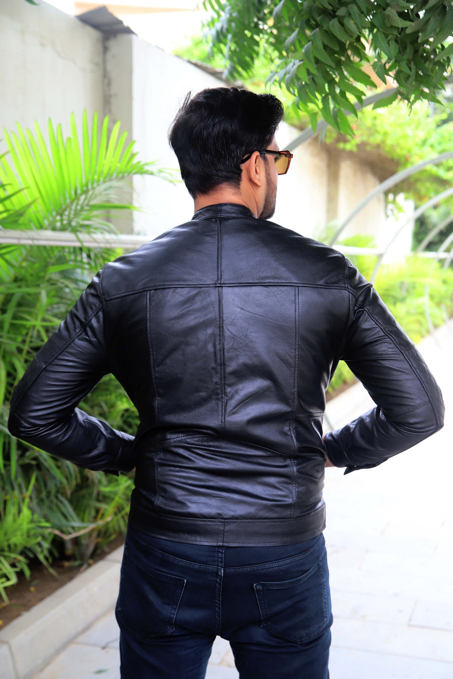 KHANPUR JACKET Men's Leather Jacket, Diamond Style Leather Jacket For Men, Biker Leather Jacket For Men- Jet Black