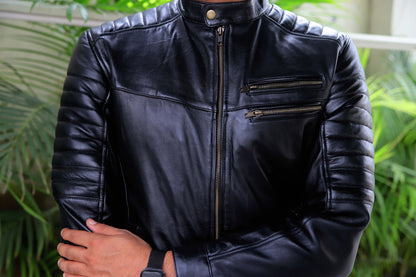 MURIDKE JACKET Men's Leather Jacket, Biker Leather Jacket For Men- Jet Black
