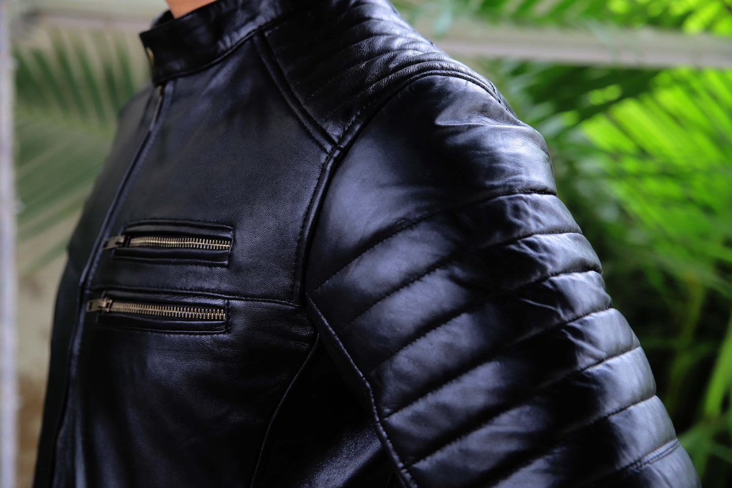 MURIDKE JACKET Men's Leather Jacket, Biker Leather Jacket For Men- Jet Black