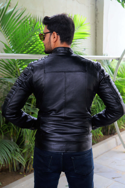 MURIDKE JACKET Men's Leather Jacket, Biker Leather Jacket For Men- Jet Black