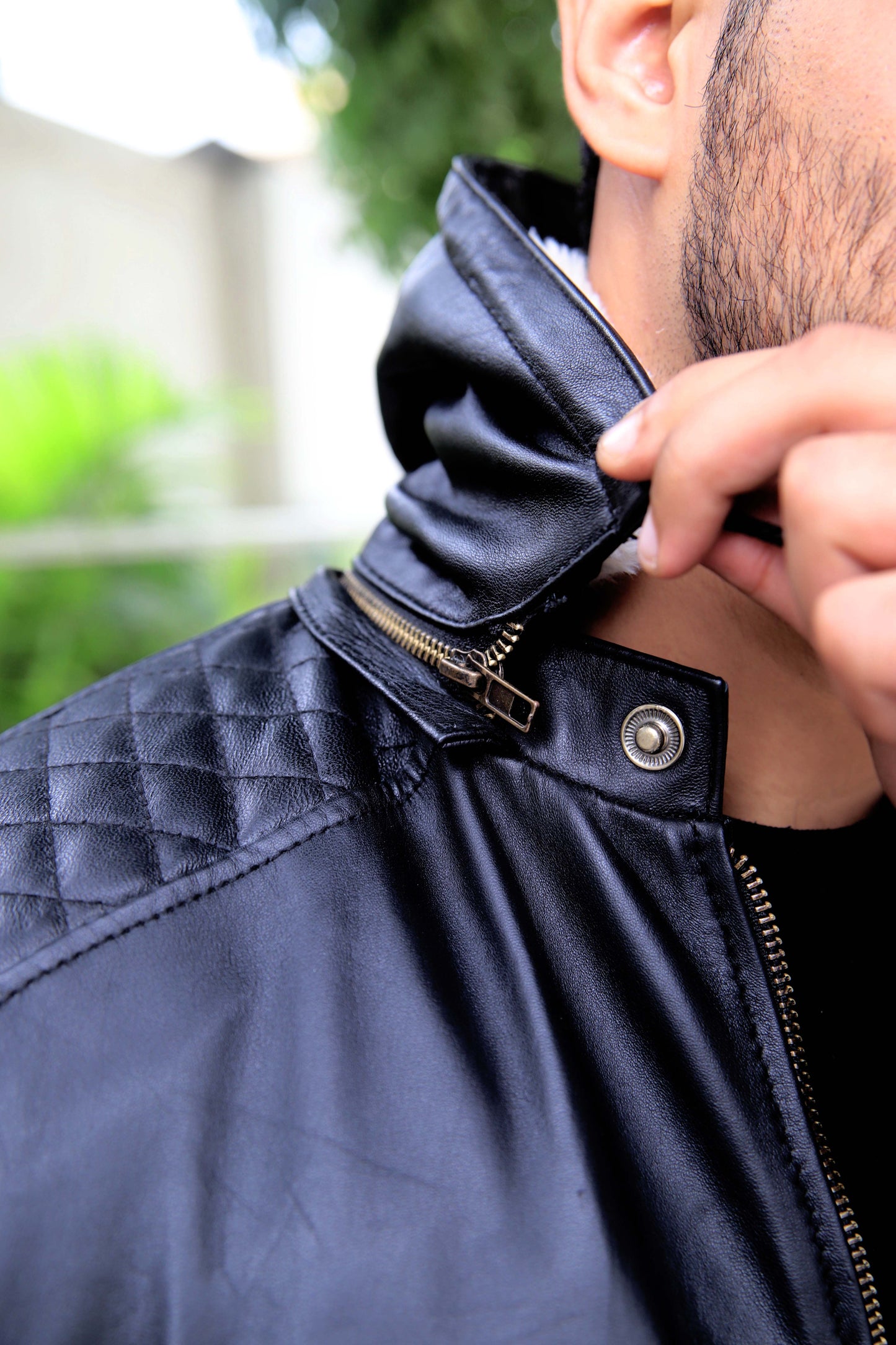 KOHAT JACKET Men's Leather Jacket With Fur Inner & (Removeable Hood), Biker Hooded Leather Jacket For Men- Jet Black