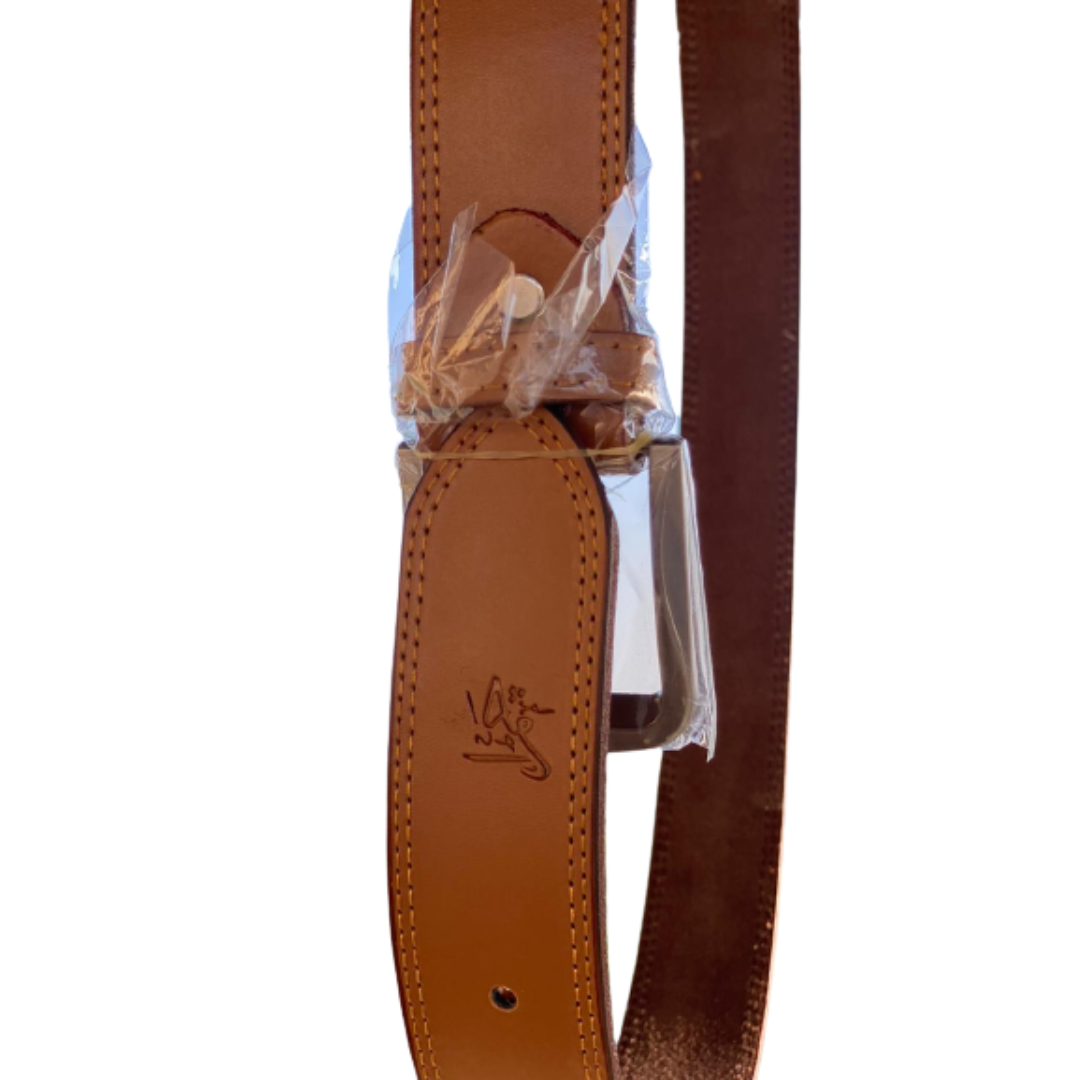 SIALKOT BELT Double Stitched Laminated Leather Belt Causal Leather Belt Tan Brown