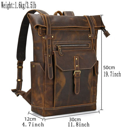 FEROZWALA BAG Retro Travel And Everyday Backpack Unisex- Vintage Brown