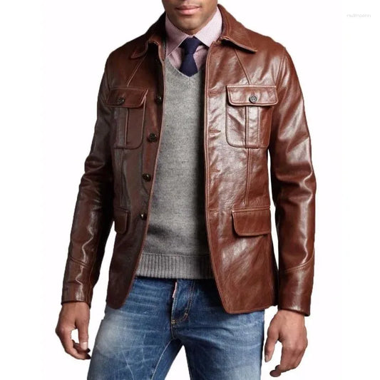 HYDERABAD JACKET Genuine Leather Military Style Formal Coat For Men