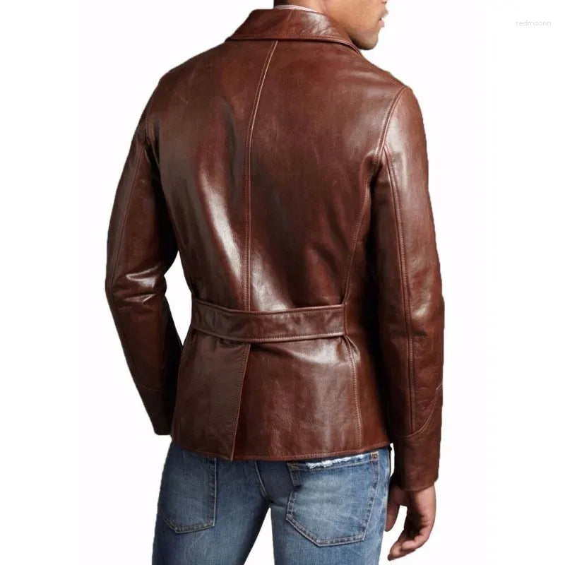 HYDERABAD JACKET Genuine Leather Military Style Formal Coat For Men