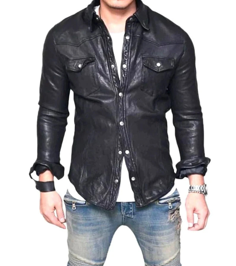 THATTA JACKET Genuine Leather Shirt Jacket For Men