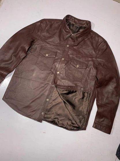 THATTA JACKET Genuine Leather Shirt Jacket For Men