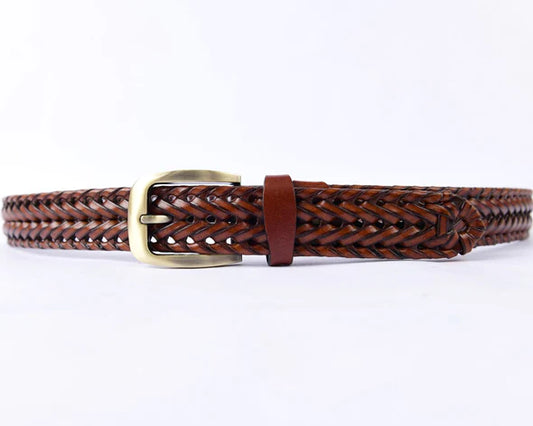 PAKISTAN BELT Elegant Braided Belt Tan Brown