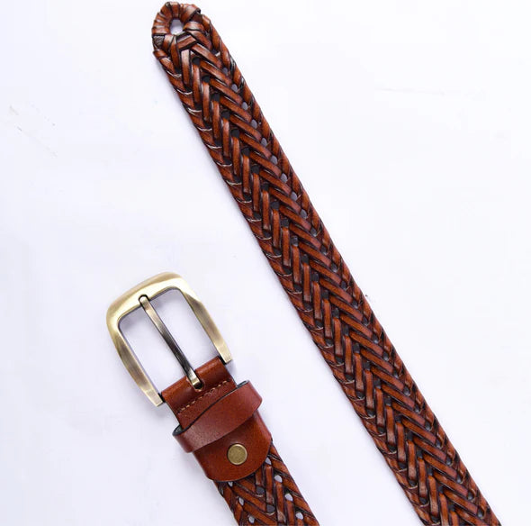 PAKISTAN BELT Elegant Braided Belt Tan Brown