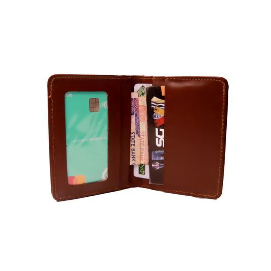 QUETTA WALLET Minimal Leather Card Holder Compact Size Bi-Fold Leather Wallet and Card Holder Brown