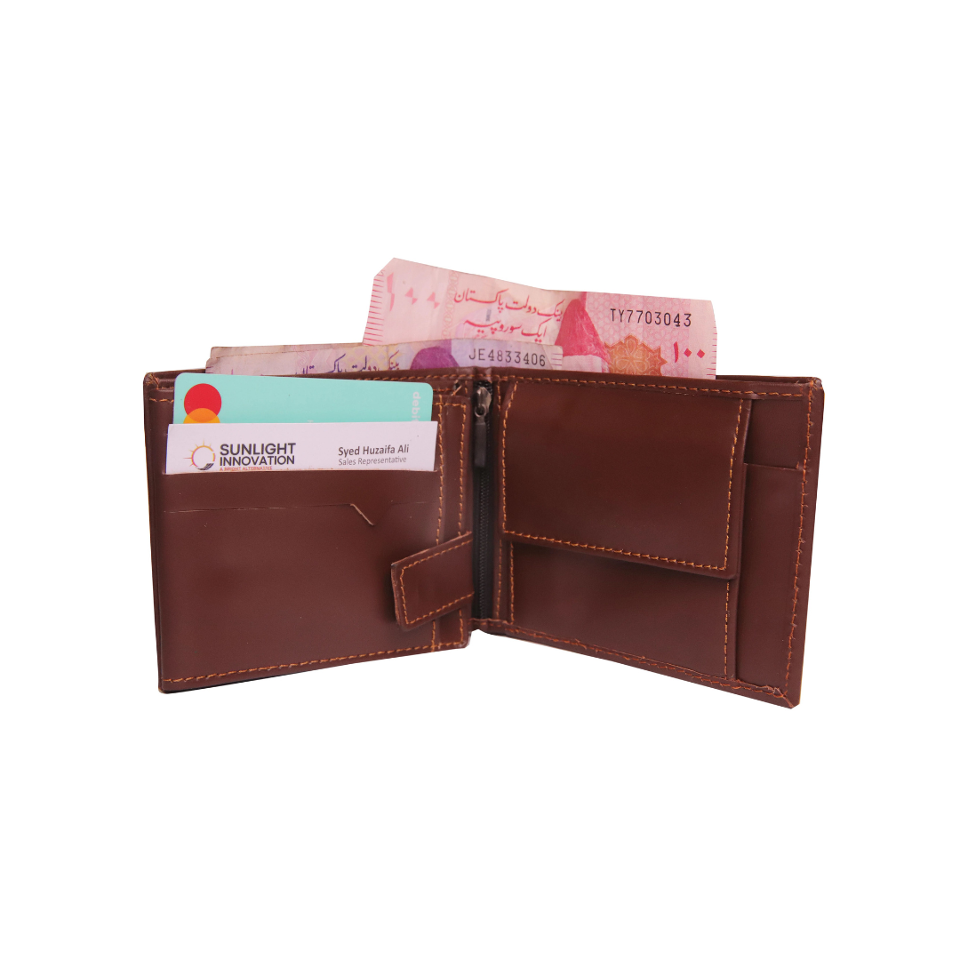 GUJRANWALA WALLET Modern Leather Wallet Tri-Fold Leather Wallet Standard Size Brown