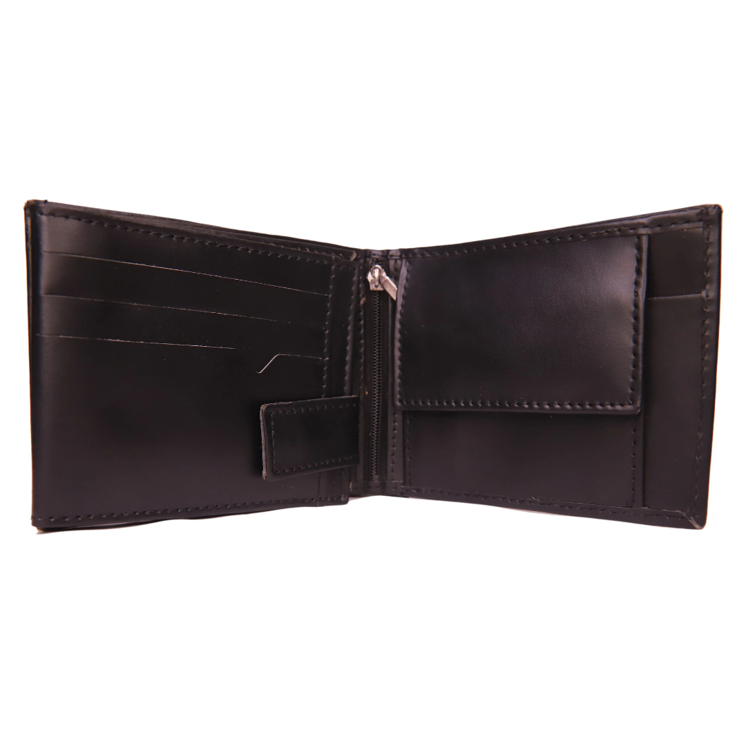 MULTAN WALLET Modern Leather Wallet Tri-Fold Leather Wallet Standard Size Jet Black