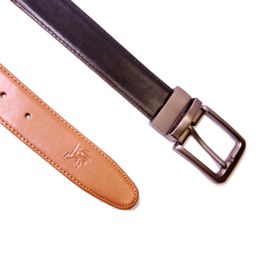 KARACHI BELT Reversible 2 in 1 Leather Belt Double Sided Black And Tan Brown Formal Leather Belt.