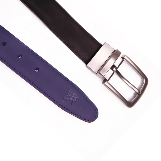 ISLAMABAD BELT Reversible 2 in 1 Leather Belt Double Sided Black And Blue Formal Leather Belt.