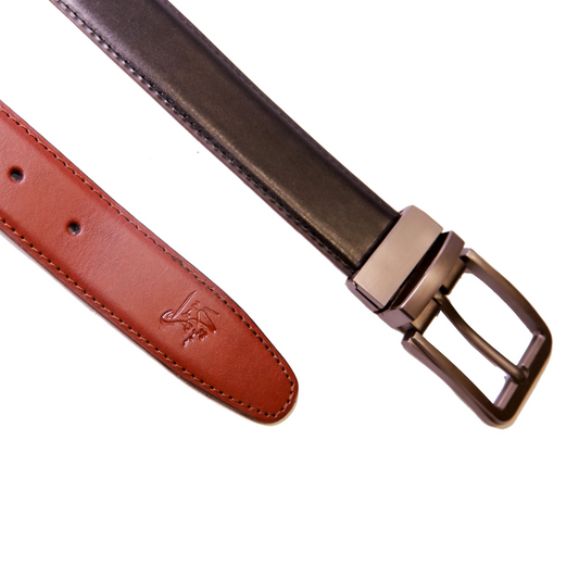 LAHORE BELT Reversible 2 in 1 Leather Belt Double Sided Black And Chocolate Brown Formal Leather Belt.