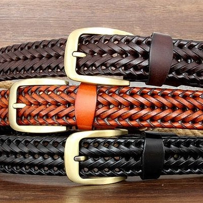 BUNDLE OFFER PACK OF 3 PAKISTAN BELT Elegant Braided Belt Tan Brown, Black & Dark Brown