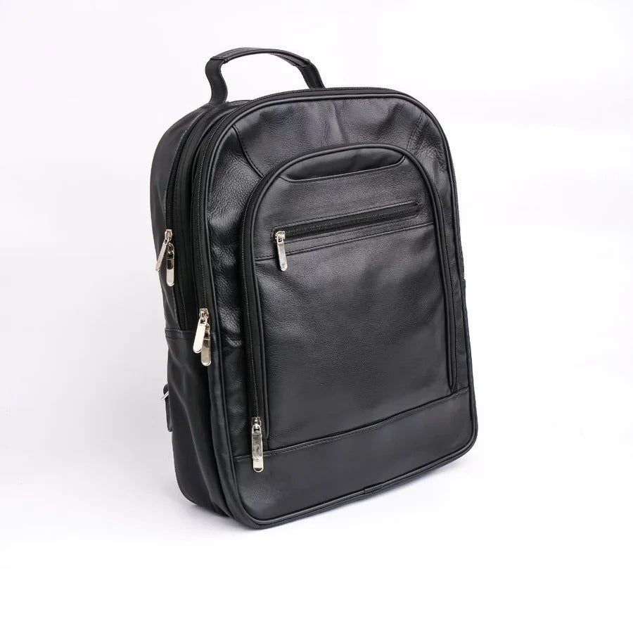 RAWALPINDI BACKPACK Voyager's Spacious Backpack Leather Lifetime Backpack Jet Black