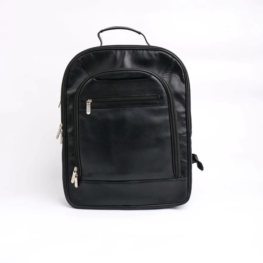 RAWALPINDI BACKPACK Voyager's Spacious Backpack Leather Lifetime Backpack Jet Black