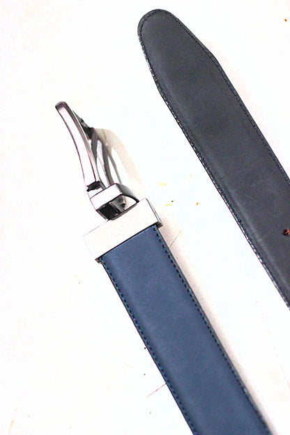 ISLAMABAD BELT Reversible 2 in 1 Leather Belt Double Sided Black And Blue Formal Leather Belt.