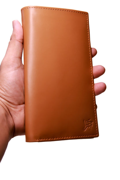 LAHORE WALLET Versatile Leather Long Wallet All Purpose Long Leather Wallet Tan Brown