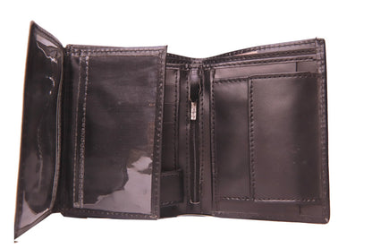 RAWALPINDI WALLET Compact Size Leather Wallet Modish Tri-Fold Leather Wallet Jet Black