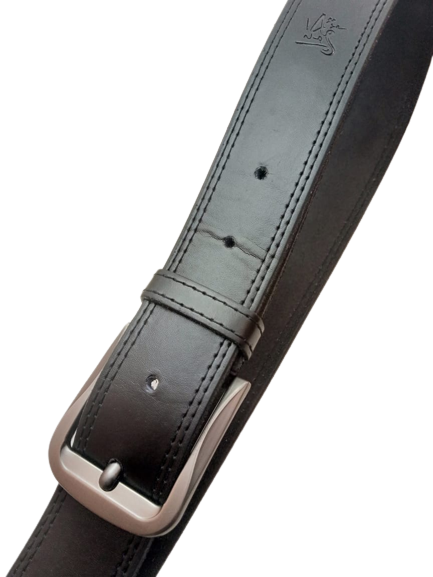 GUJRANWALA BELT Double Stitched Laminated Leather Belt Causal Leather Belt Jet Black