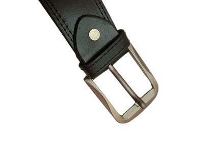 GUJRANWALA BELT Double Stitched Laminated Leather Belt Causal Leather Belt Jet Black