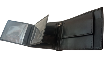 MULTAN WALLET Modern Leather Wallet Tri-Fold Leather Wallet Standard Size Jet Black