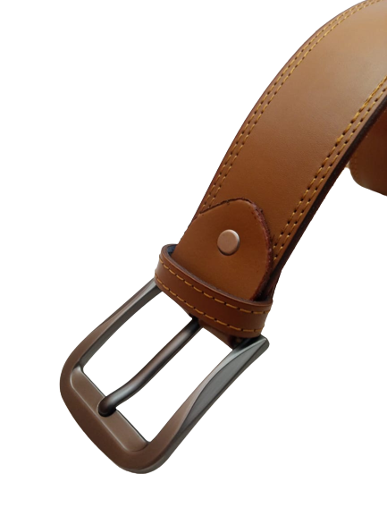 SIALKOT BELT Double Stitched Laminated Leather Belt Causal Leather Belt Tan Brown