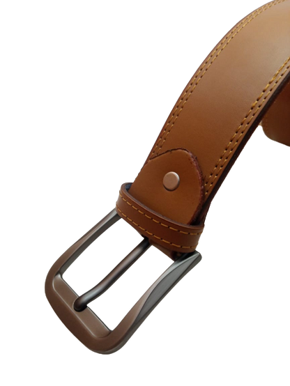 SIALKOT BELT Double Stitched Laminated Leather Belt Causal Leather Belt Tan Brown