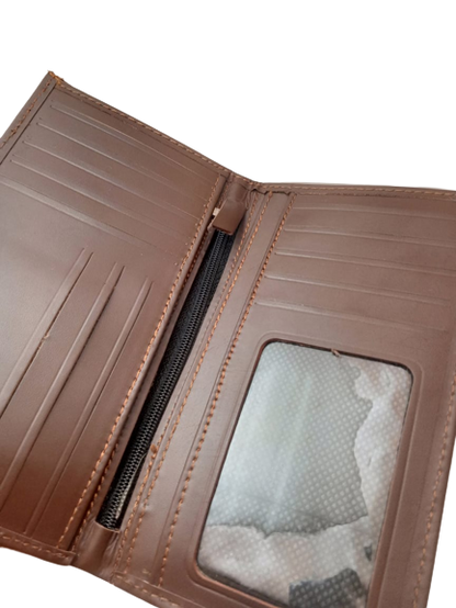 ABBOTTABAD WALLET Versatile Leather Long Wallet All Purpose Long Leather Wallet Brown