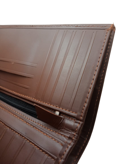 ABBOTTABAD WALLET Versatile Leather Long Wallet All Purpose Long Leather Wallet Brown